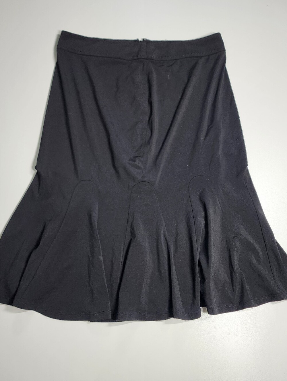 Elie Tahari Black Knit Flounce Hem Skirt Fitted Tulip Style